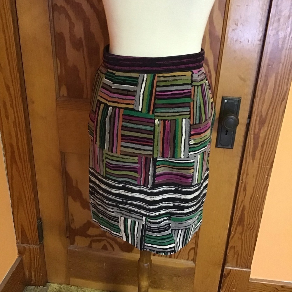Anthropologie Odille bright striped velvet skirt - Picture 7 of 13